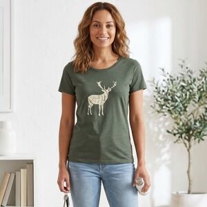 Mountain Warehouse Stag Tee Womens 14 Khaki Green Organic Cotton UPF 50 NWT